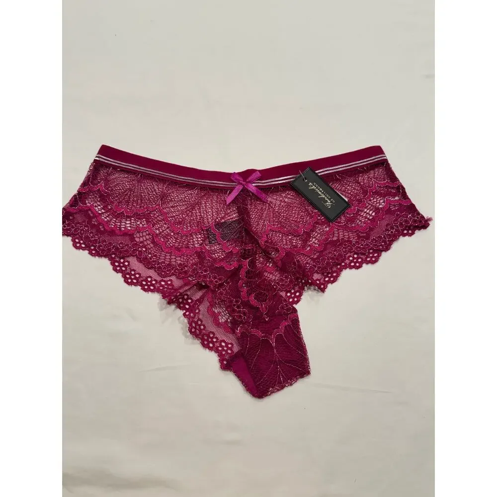 NEW Frederick's of‎ Hollywood Caroline Boyshort Panty Size L Fuchsia Silver NWT